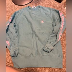 Champion Sweatshirt, size medium, light blue and pink